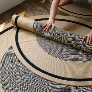 黄麻编织地毯拼接地垫客厅民宿椅子垫圆形茶几毯拍摄装饰朴素垫子
