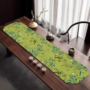 新中式桌旗吸水硅藻泥茶垫古风茶巾禅意餐桌垫桌旗长方形防尘垫子