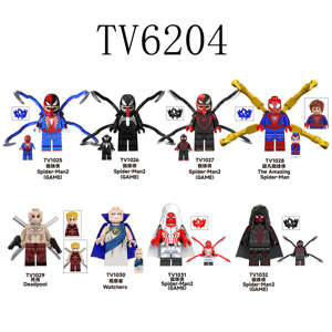 TV6204超英系列黑毒液蜘蛛侠红色死侍观察者拼装积木人仔儿童玩具