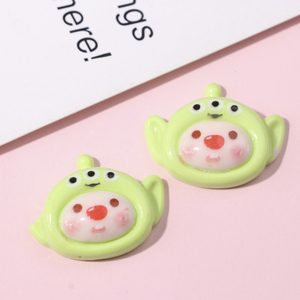 新款青蛙薯条小海狸月亮水果熊发夹头饰服饰树脂卡通饰品配件材料
