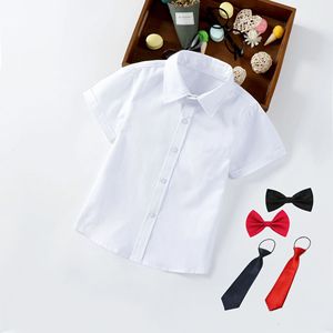 夏天衣服村衫称儿童短袖白衬衫纯白衬衣表演服男童演出服长袖白