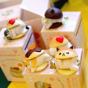 日本奇谭KITAN 猫福珊迪生乳包夹心面包扭蛋 汉堡包猫挂件盲盒