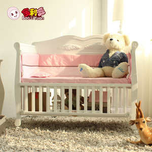 宝利源婴儿床实木白色欧式多功能可变书桌童床bb床…