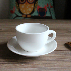 新品促销 陶瓷纯白 厚实浓情咖啡杯 港式奶茶杯 250毫升 配碟套装