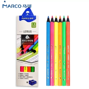 Marco马可9205B三角6色荧光彩铅笔素描铅笔手绘画套装彩铅笔