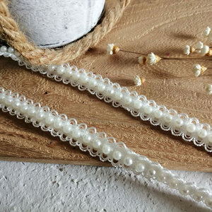 白色婚纱钉珠花边辅料优质织带单边衣边DIY珍珠蕾丝服饰装饰边带