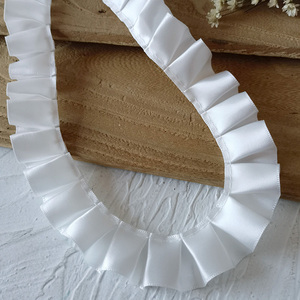 2.5厘米宽白色丝带缎带褶皱风琴褶荷叶边娃衣服装设计diy花边辅料