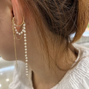 媚卡酱日本正品 cocoshnik珍珠链条耳骨夹10k 多环 折 包邮包税