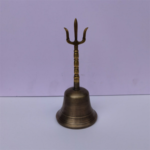 尼泊尔手工三清铃三叉铃道士用铃光身铃八卦青铜铃道暗八仙手摇铃