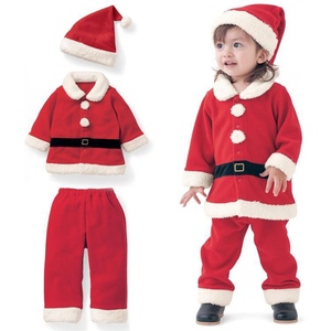 万圣节cosplay圣诞节cos儿童表演服3件套装 圣诞老人宝宝演出服饰