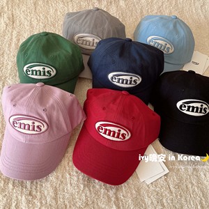 韩国代购 现货emis小众设计师新款立体标字母刺绣棒球帽鸭舌帽