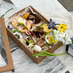 网红牛皮纸露营野餐盒子烘焙包装盒蛋糕便当寿司一次性打包盒春游