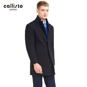 callisto卡利斯特断码男士羊毛大衣修身时尚立翻两用领加厚外套