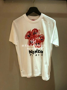 年中56折 糖果香港代购 Kenz0 24春夏 抽象花朵字母休闲短袖T恤