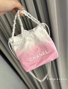 香港现货 Chanel/香奈儿 24s 22minibag 草莓奶昔粉渐变色链条包