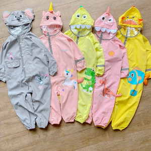 童装卡通连体雨衣儿童可爱动物造型挡雨连体衣恐龙独角兽 1-8岁