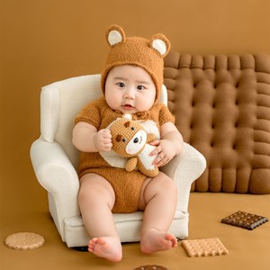 妮妮家新款小熊帽子玩偶影楼新生儿宝宝百天拍照摄影服装衣服道