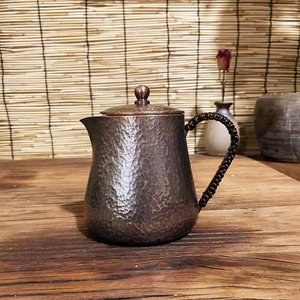 网红加厚纯紫铜手工煮茶水壶无过滤带盖煮罐罐茶罐杯铜侧把烧水罐