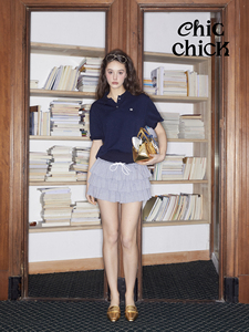 ChicChick时髦小鸡vol19格雷灰运动低腰撞色抽绳毛边蛋糕短裙裙裤