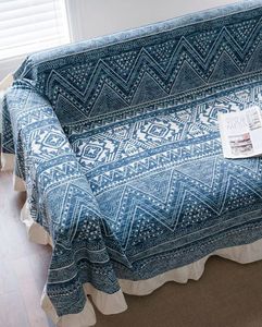 新中式复古黑灰蓝色扎染民族风全包组合沙发盖布钢琴防尘罩巾桌布