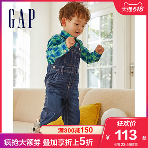 Gap婴儿洋气直筒纯棉牛仔背带裤546673春季新款童装可爱