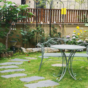 做旧欧美式铁艺休闲阳台户外桌椅咖啡厅庭院茶几小圆桌花园桌椅