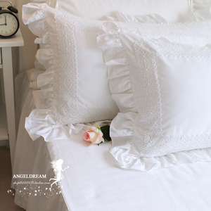 게으른휴가︱欧美韩版公主纯色床上用品抱枕纯白全棉枕套2个包邮