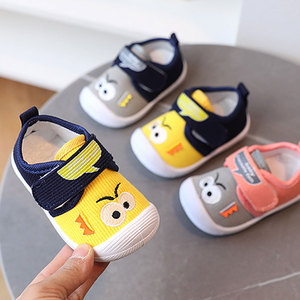 婴儿学步鞋春秋季新款0-2岁男女宝宝卡通可爱防踢透气布面叫叫鞋