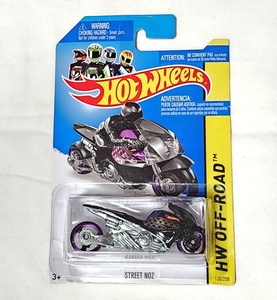 HOTWHEELS风火轮火辣小跑车2014-130黑紫色摩托街车 STREET NOZ