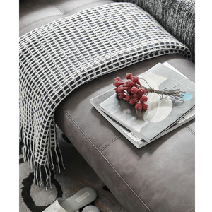 床搭巾北欧现代简约轻奢美式沙发搭毯蓝黑白格几何样板房床尾巾