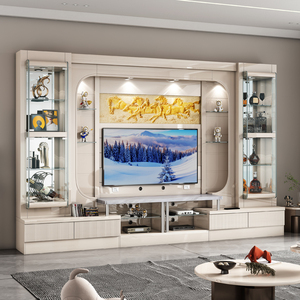 现代简约小户型客厅整体电视组合墙柜多功能储物电视柜酒柜背景墙