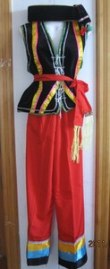 少数民族傣族服/红裤无袖彝族男装/佤族舞蹈演出/舞台表演服装