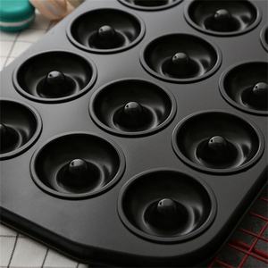 学厨12连曲奇甜甜圈模具碳钢不沾烤盘烘焙空心圆形蛋糕面包模烤箱