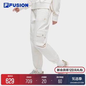 FILA FUSION斐乐潮牌梭织长裤女2024春季新款时尚收口工装牛仔裤