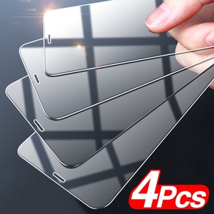 4pc Full Screen Protetor适用于iPhone11 12 13 14 15 Pro Max Tempered Glass Screen苹果15plus钢化膜贴膜