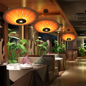 东南亚餐厅卧室客厅烤鱼店民宿茶楼创意个性日式竹木艺木皮吊灯饰