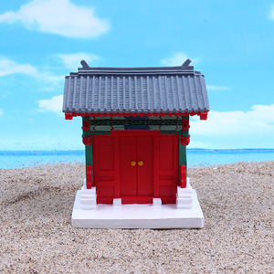 中式大宅门庭院房子心理沙盘游戏模型北京四合院红门微景观摆件