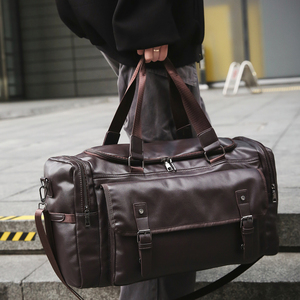 男士短途旅行包大容量PU出差行李袋收纳手提运动健身单肩女斜挎包
