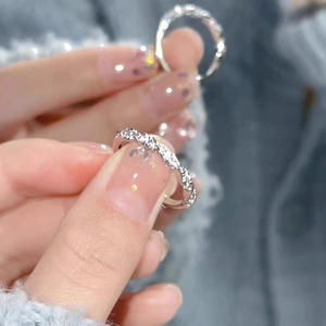 925纯银麻花素圈戒指女生小众设计高级感开口可调节指环时尚个性