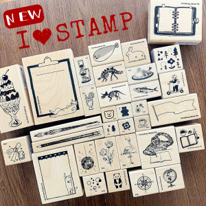 日本KODOMO NO KAO童颜木头印章木制图章手帐本-N I LOVE STAMP