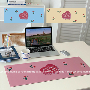 Yoona自制ins同款韩国爱心字母郁金香桌垫电脑键盘防滑鼠标垫餐垫
