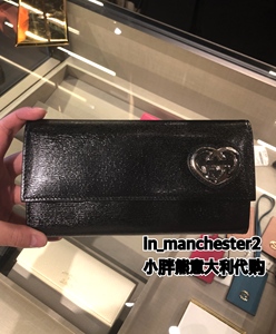 GUCCI/古奇 经典爱心双G优雅水波纹牛皮按扣女款长钱包皮夹 正品