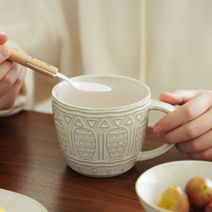 肆月大容量酸奶水果燕麦杯早餐杯家用陶瓷儿童牛奶杯泡奶杯高颜值