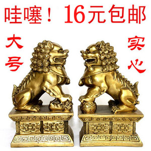 包邮纯铜狮子摆件一对大号工艺品树脂北京狮创意客厅家居摆设装饰