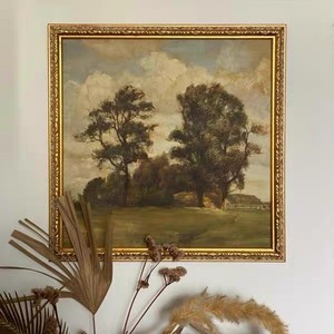 致橡树复古挂画装饰画法式装修软装vintage家居饰品风景油画图案