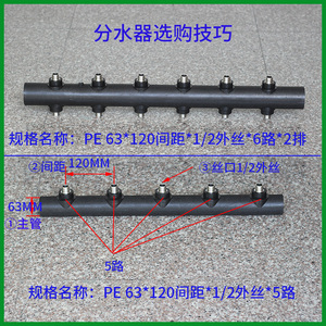 。巨丰pe水表分水器63peppr管双头全新料分水器铜件pe水管接头大