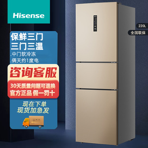 HISENSE BCD-220WYK1DQ海信三门式风冷无霜租房家用型电冰箱