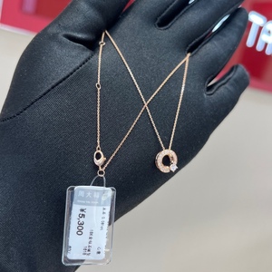 周大福新款小心意系列18k金钻石项链时尚个性钻石套链定价