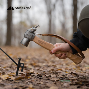 ShineTrip山趣犀牛地钉锤户外露营多功能锤帐篷天幕拔钉锤木柄锤