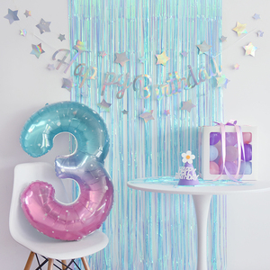 ins梦幻星空大号数字铝膜气球儿童宝宝1 2 3周岁生日派对布置装饰